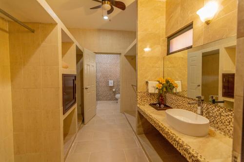 梅里达玛丽亚何塞酒店的一间带水槽和镜子的浴室