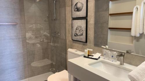 马塔拉斯卡尼亚斯ON VILLAGE DELUXE的浴室配有卫生间、盥洗盆和淋浴。