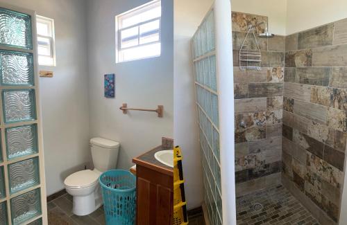 库尔克岛Lily Pad II的一间带卫生间和淋浴的浴室