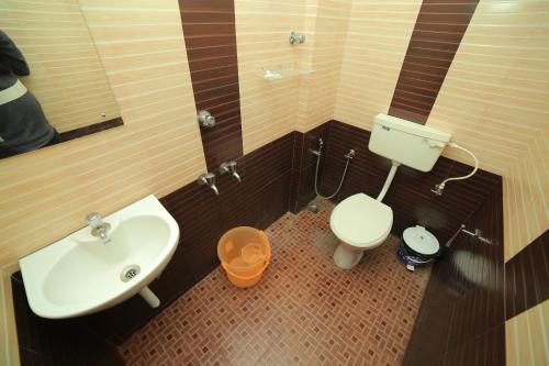 特里凡得琅Hotel Falcon的一间带水槽和卫生间的浴室