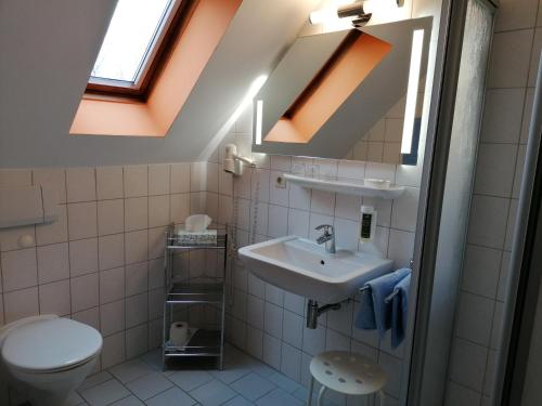 克鲁姆赫恩Naturwert Hotel Garni Ursula的一间带水槽和卫生间的浴室