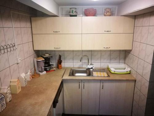 鲍洛通维拉戈什Apartment Balatonvilagos/Balaton 30360的厨房配有水槽和台面