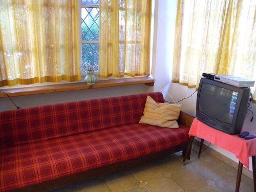 鲍洛通费尼韦什Holiday home in Balatonfenyves 18357的客厅配有红色沙发和电视