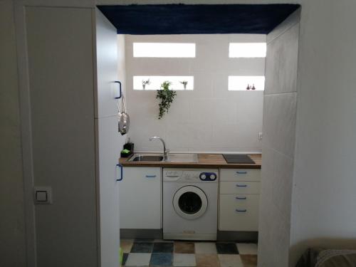 贝赫尔-德拉弗龙特拉casa LOS IBIS的厨房配有洗衣机和水槽