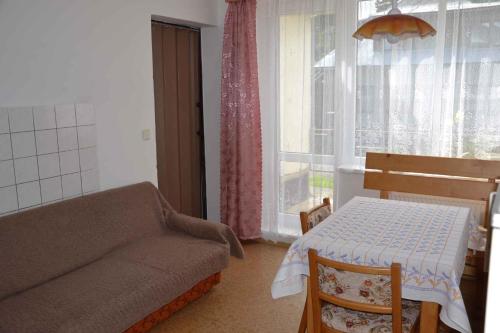 伊泽拉河畔亚布洛内茨Apartment in Jablonec nad Jizerou 2142的带沙发、桌子和窗户的客厅