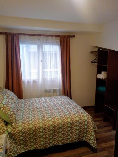 圣卡洛斯-德巴里洛切Astoria Patagonia II habitaciones privadas的一间卧室设有一张床和一个窗口