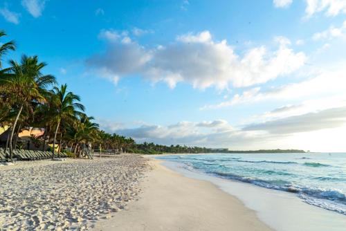 西普哈加泰罗尼亚皇家图卢姆海滩Spa度假村 - 仅限成人 - 全包的棕榈树海滩和海洋