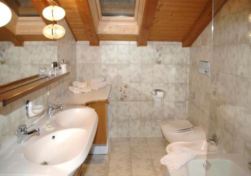拉古多加尼文克勒霍夫酒店的带浴缸、盥洗盆和卫生间的浴室