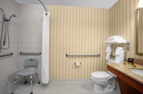 迈阿密迈阿密-多拉/海豚商场贝斯特韦斯特优质酒店的浴室配有卫生间、淋浴和盥洗盆。