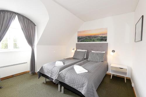 赛比斯瓦勒尔登露营地的一间卧室设有一张床和一个大窗户