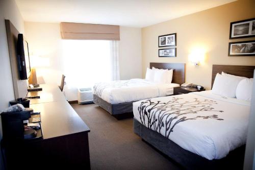 芒兹维尔斯利普酒店及套房客房内的一张或多张床位