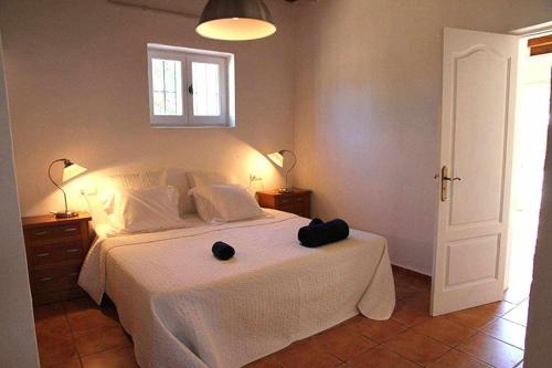 圣卡洛斯Agroturismo Casa Morna Ibiza的卧室配有白色的床和窗户。