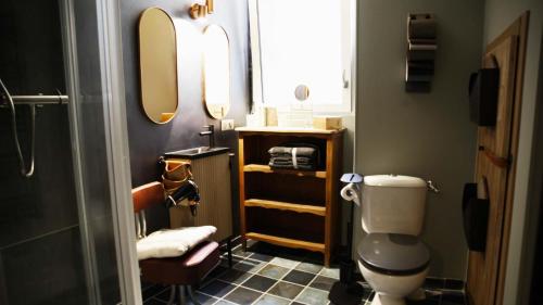 伊泽尔河畔的罗曼La Tannerie - BedinShop的一间带卫生间和镜子的浴室