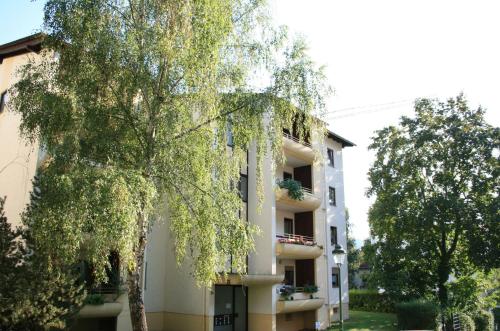 巴登-巴登朱丽佳公寓的前面有棵树的建筑
