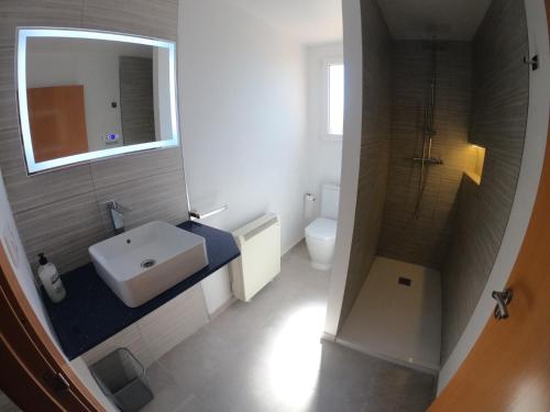 阿尔巴塞特CASA RURAL DOÑA LUCINDA的一间带水槽、卫生间和镜子的浴室