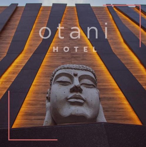 莱昂Otani Hotel Boutique的建筑物一侧头部的雕像