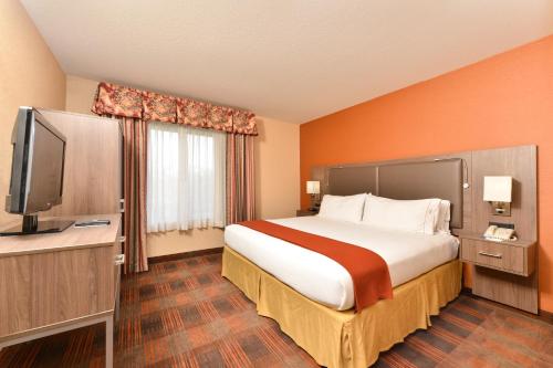 埃尔克格罗夫HOLIDAY INN EXPRESS & SUITES ELK GROVE CENTRAL - HWY 99, an IHG Hotel的酒店客房设有一张大床和一台电视。