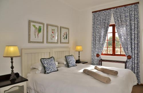 De Hoop Nature ReserveDe Hoop Collection - Opstal Houses的卧室配有白色的床、两个枕头和窗户