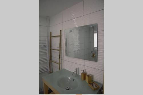 HéricourtJolie maison de centre-ville: Le Tournesac的一间带水槽和镜子的浴室
