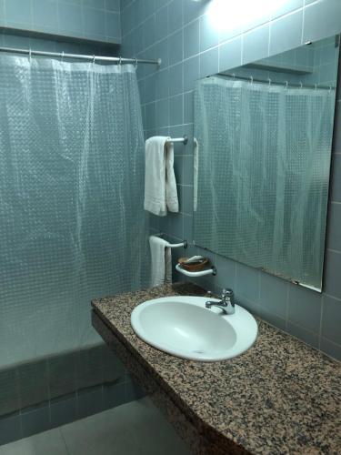 曼瓜尔迪HOTEL CRUZ DA MATA的一间带水槽和淋浴的浴室