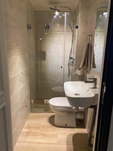 马拉喀什Appartment Rhizlane的浴室配有卫生间、盥洗盆和淋浴。