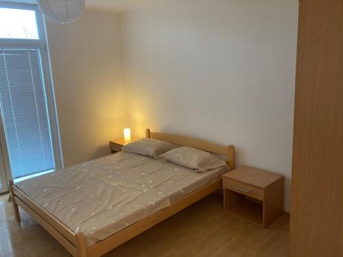 大格拉迪什泰Vila ViV Srebrno Jezero的一间小卧室,配有床和窗户