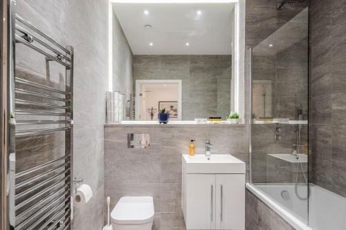 圣奥尔本斯LillyRose Serviced Apartments - St Albans City Centre的浴室配有卫生间、盥洗盆和淋浴。