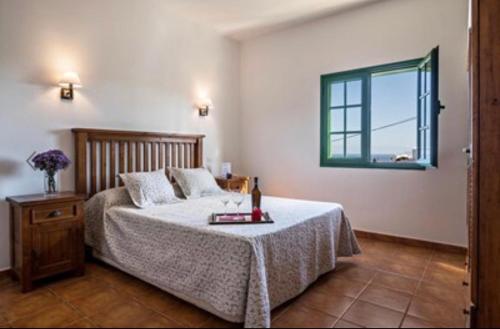 蒂纳霍Finca la costa的一间卧室设有一张床和一个窗口