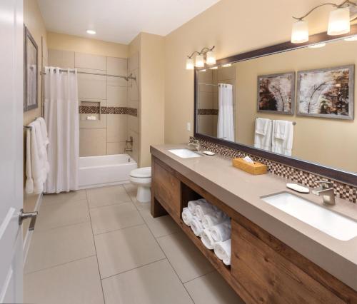 圣乔治WorldMark Estancia的一间带水槽、卫生间和镜子的浴室