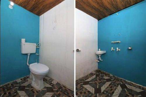 库夫里Apple Retreat Resort的浴室的两张照片,配有卫生间和水槽