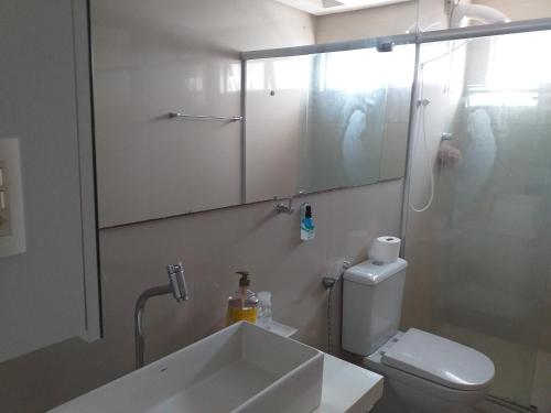 累西腓Quarto TRIPLO CONFORTAVEL E AMPLO NO BAIRRO DO ESPINHEIRO em RECIFE的一间带水槽、卫生间和镜子的浴室