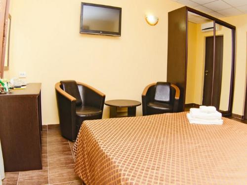 顿河畔罗斯托夫维拉洛萨酒店的酒店客房配有床、椅子和电视。