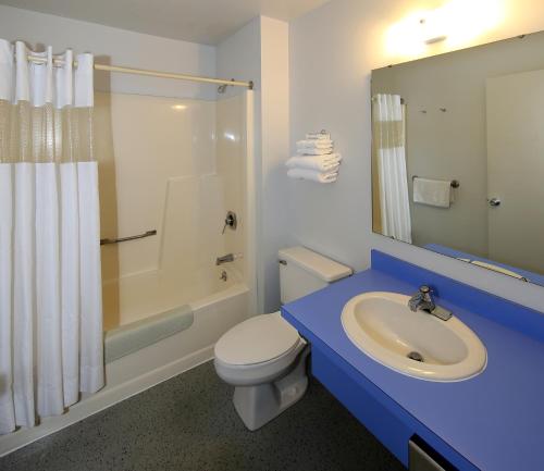 圣伊尼亚斯Aurora Borealis的一间带水槽、卫生间和淋浴的浴室