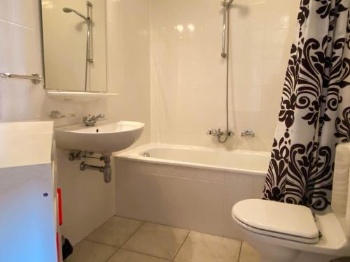 布雷斯肯斯Hello Zeeland - Appartement Port Scaldis 09-072的浴室配有盥洗盆、卫生间和浴缸。
