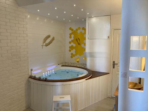 戛纳New Suite & SPA - Cannes Centre - Croisette的客房内的带按摩浴缸的浴室