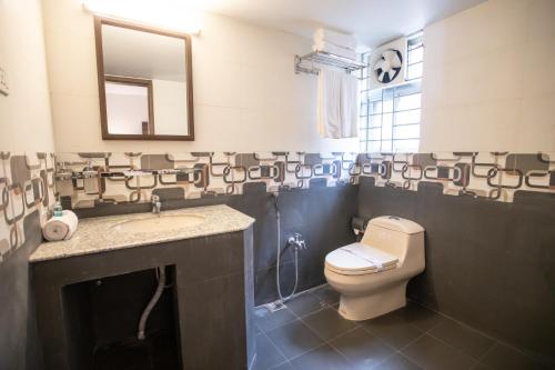 吉大港Jatra Flagship Chattogram City Centre的一间带卫生间、水槽和镜子的浴室