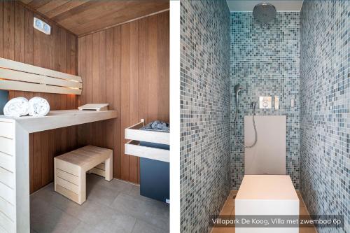 德科赫Villapark De Koog的浴室设有卫生间和淋浴,两幅图片