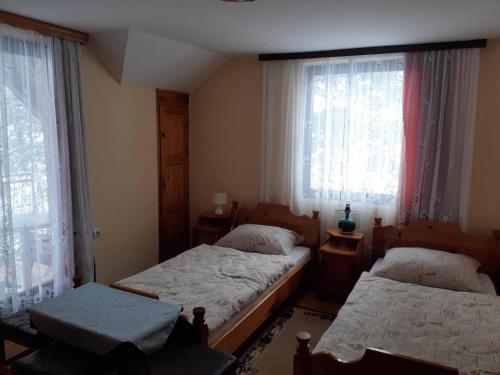 ŠipovoSmještaj na selu Porodica Gvozdenac的一间卧室设有两张床和两个窗户。