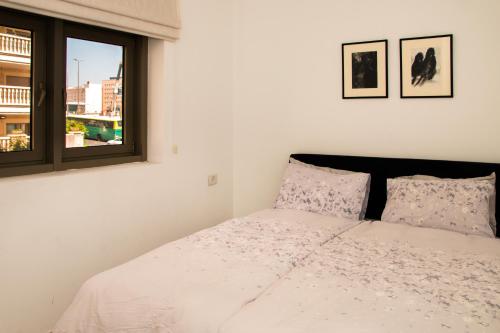 耶路撒冷Luxurious Huge 5R in Jerusalem center的卧室配有白色的床和窗户