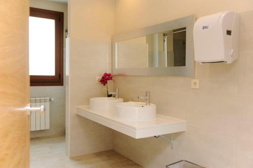 BoenteAlbergue El Aleman的浴室设有2个水槽和镜子