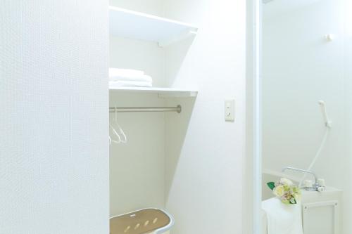 大阪Sakuragawa River Side Hotel的一间带卫生间和水槽的浴室