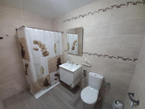 拉拉古纳Holiday Home La Laguna Tenerife的浴室配有卫生间、盥洗盆和淋浴。