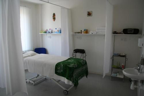 波杰布拉迪拉真丝凯公园酒店的一间医院间,配有床和水槽