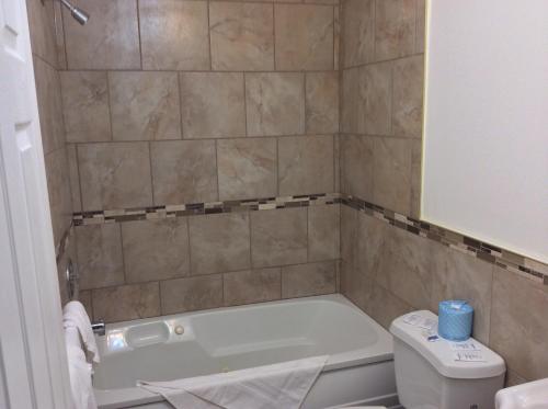 加蒂诺奥伯格度拉比彻姆酒店的带浴缸和卫生间的浴室。