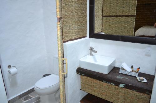 迪坡斯特兰鲁斯提卡SPA精品酒店 的浴室配有白色卫生间和盥洗盆。