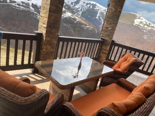 皮利佩齐Vershyna的山景阳台上的桌椅