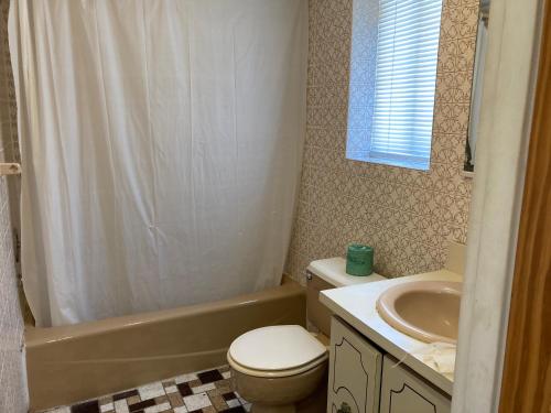 希塞德高地格伦代尔汽车旅馆 的浴室配有卫生间、盥洗盆和淋浴。