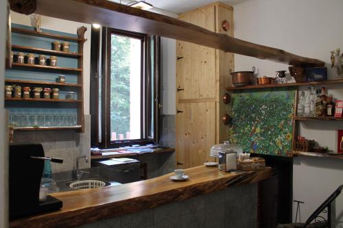 维科德尔加尔加诺Cantoniera D'Umbra Agriturismo的厨房设有木台和窗户。