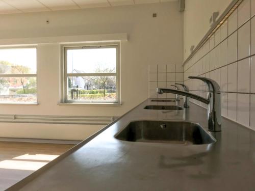 TrustrupDjurs Housing的带两个水槽和窗户的厨房