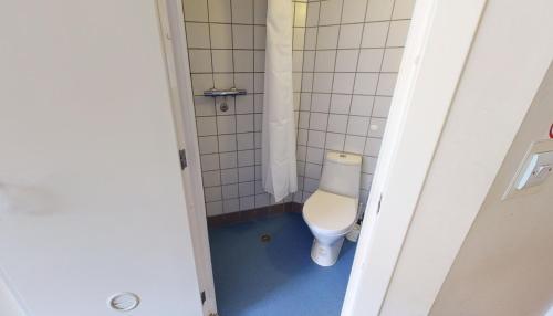 布莱顿霍夫Phoenix Halls的一间小浴室,在摊位设有厕所
